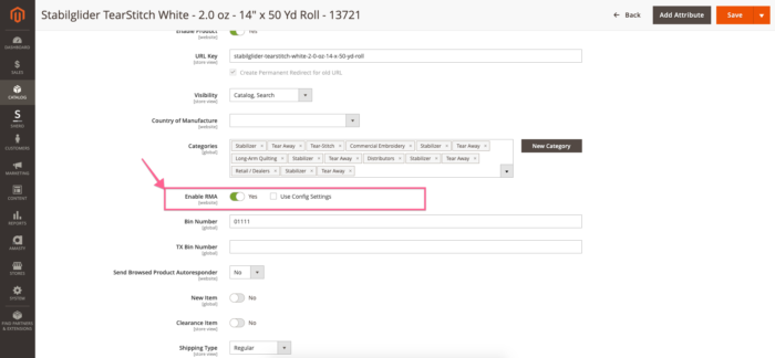 enable rma in magento