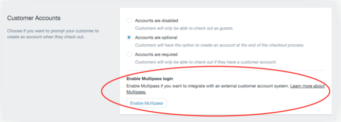how to enable Shopify multipass